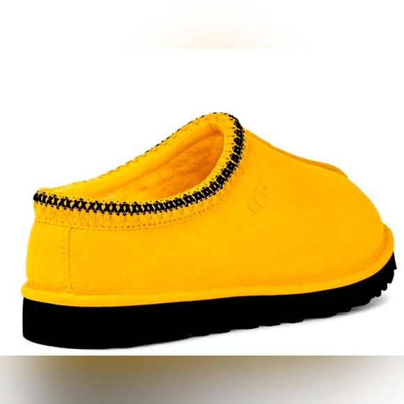 NEW LIMITED YELLOW UGG Men’s Tasman fur Suede Slippers Size 12 - Picture 3 of 9